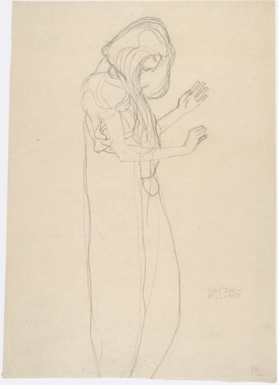 Standing Female Figure to the Right by Gustav Klimt